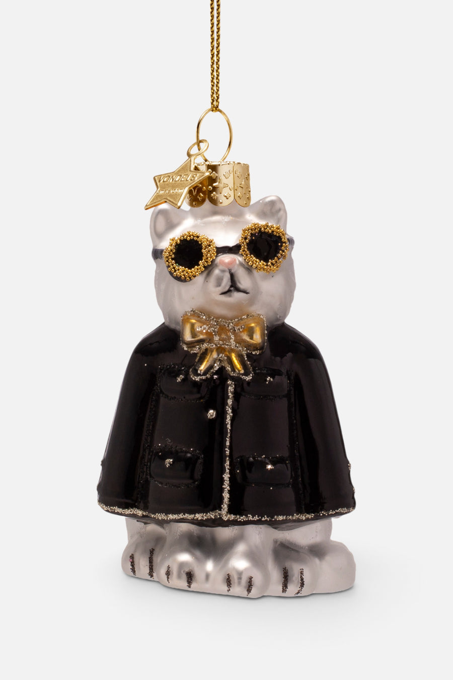 Vondels Glass Fashion Cat Ornament – front view