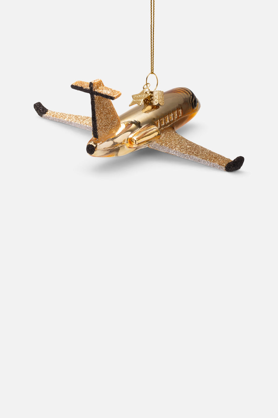 Vondels Glass Gold Airplane Ornament – back view