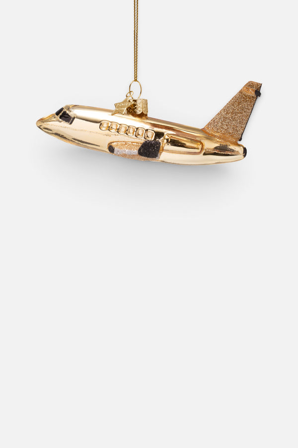Glass Gold Airplane Ornament