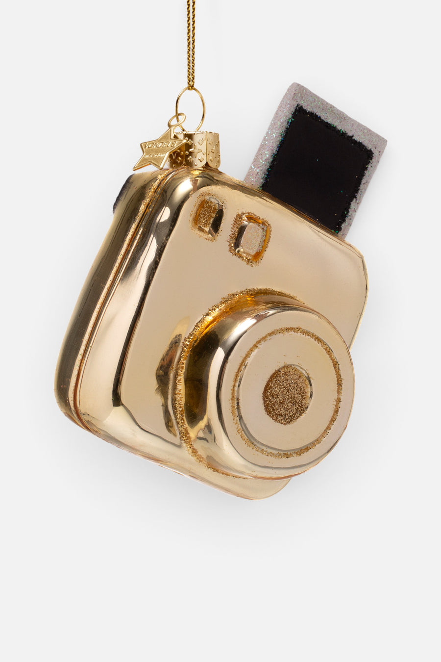 Vondels Glass Gold Instant Photo Camera Ornament – front view