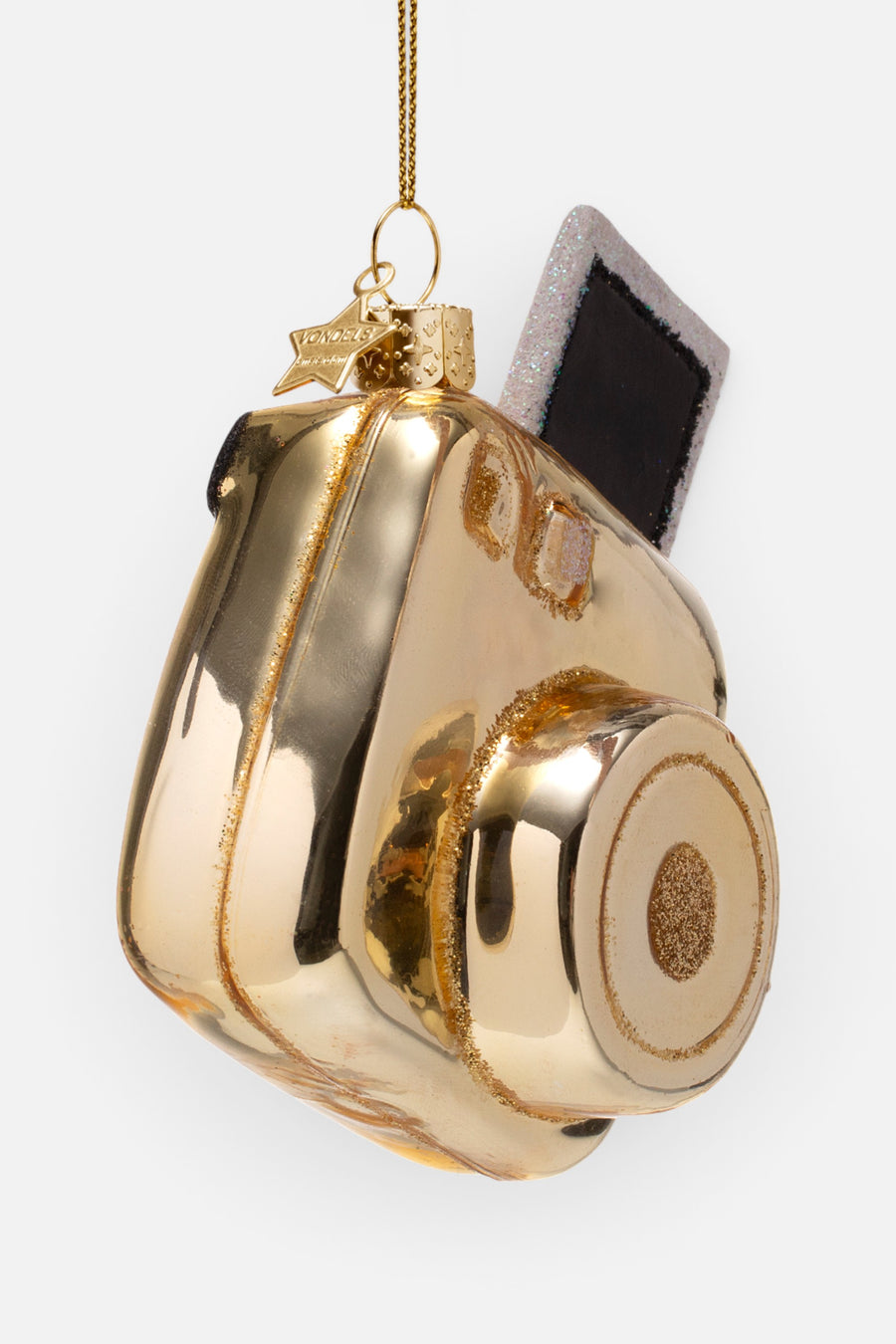 Vondels Glass Gold Instant Photo Camera Ornament – side view