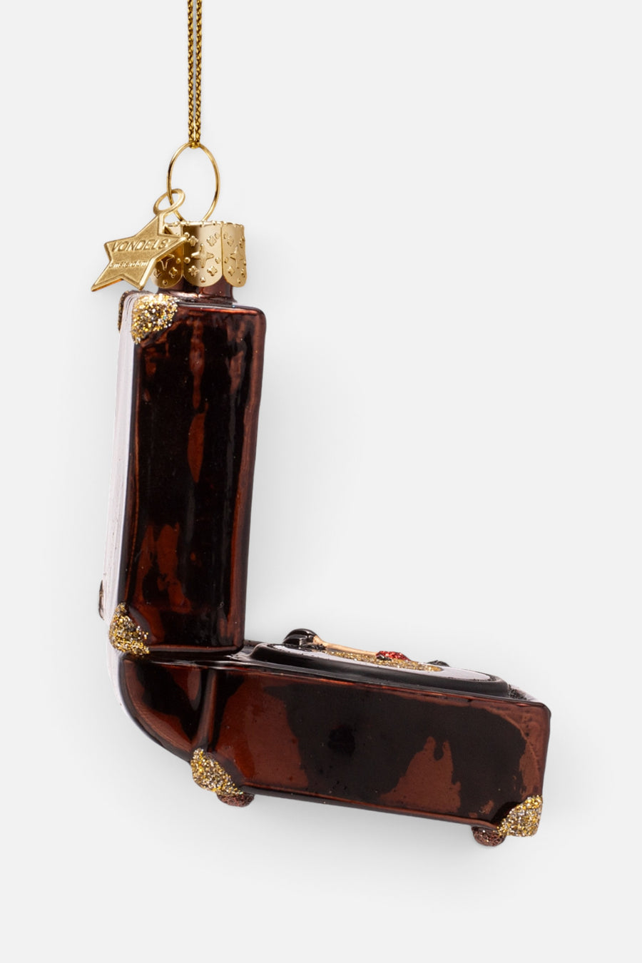 Vondels Glass Record Player Ornament – side view