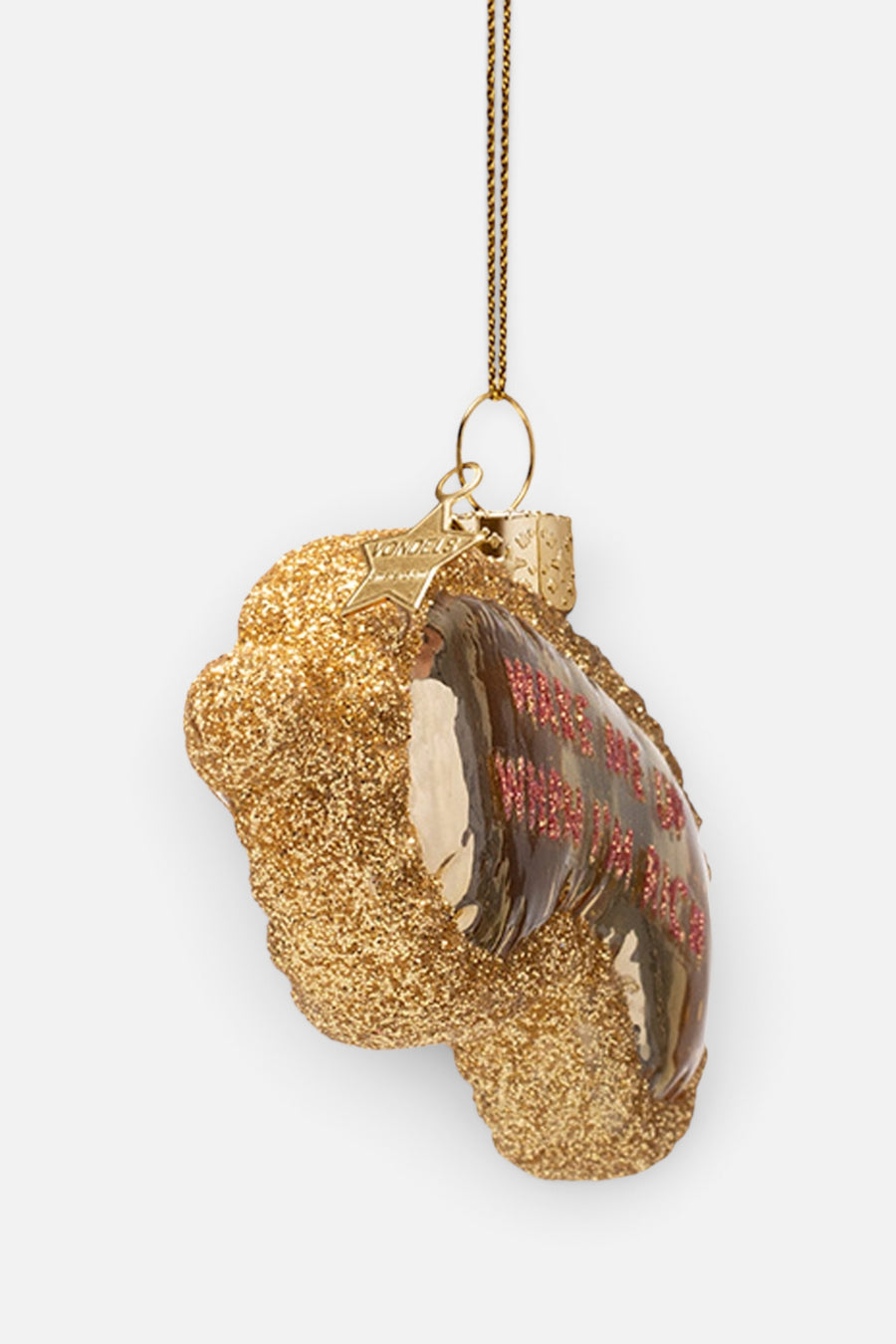 Vondels Glass Wake Me Up When I'm Rich Sleeping Mask Ornament – side view