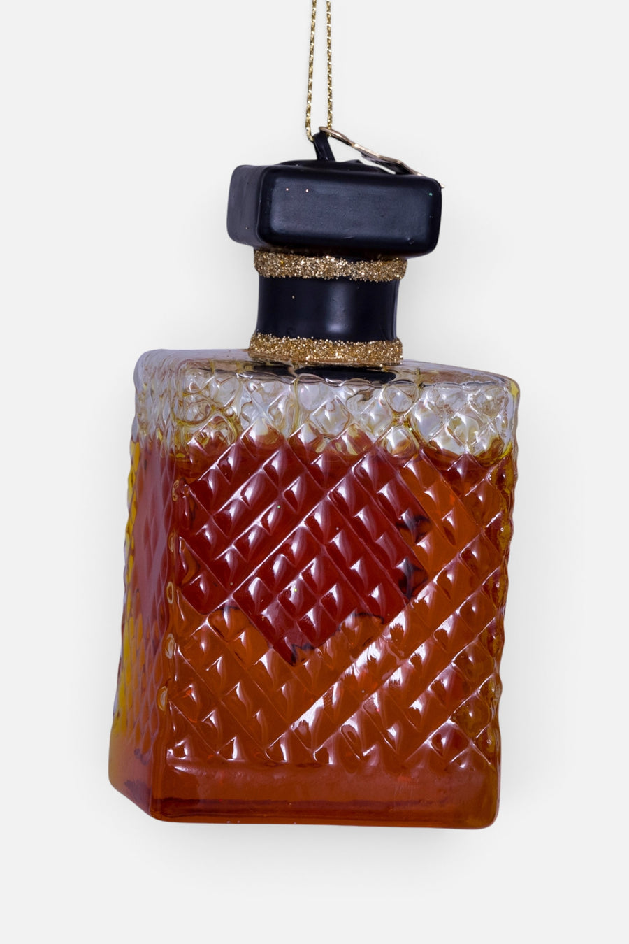 Vondels Glass Whiskey Bottle Ornament – back view