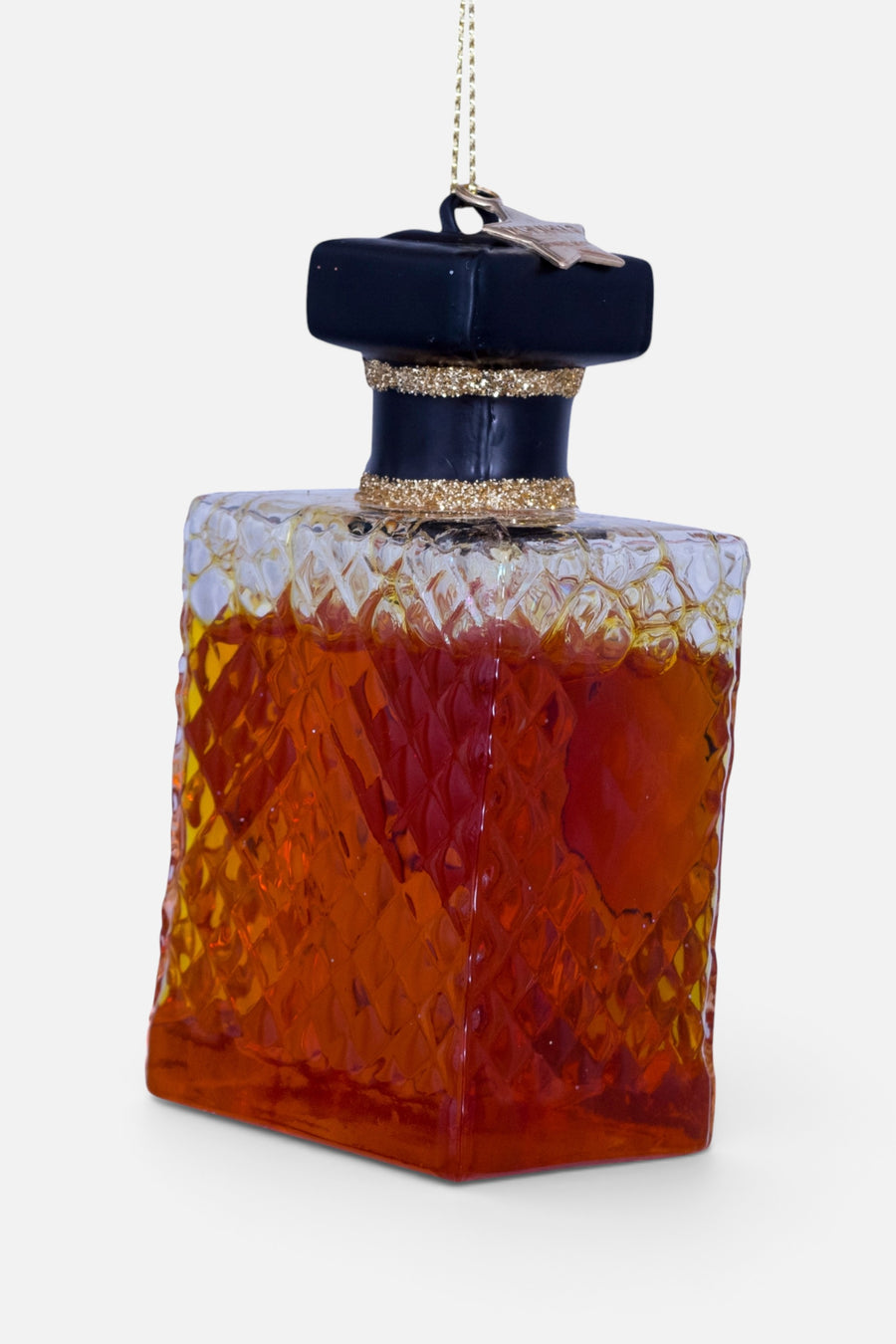 Vondels Glass Whiskey Bottle Ornament – side view