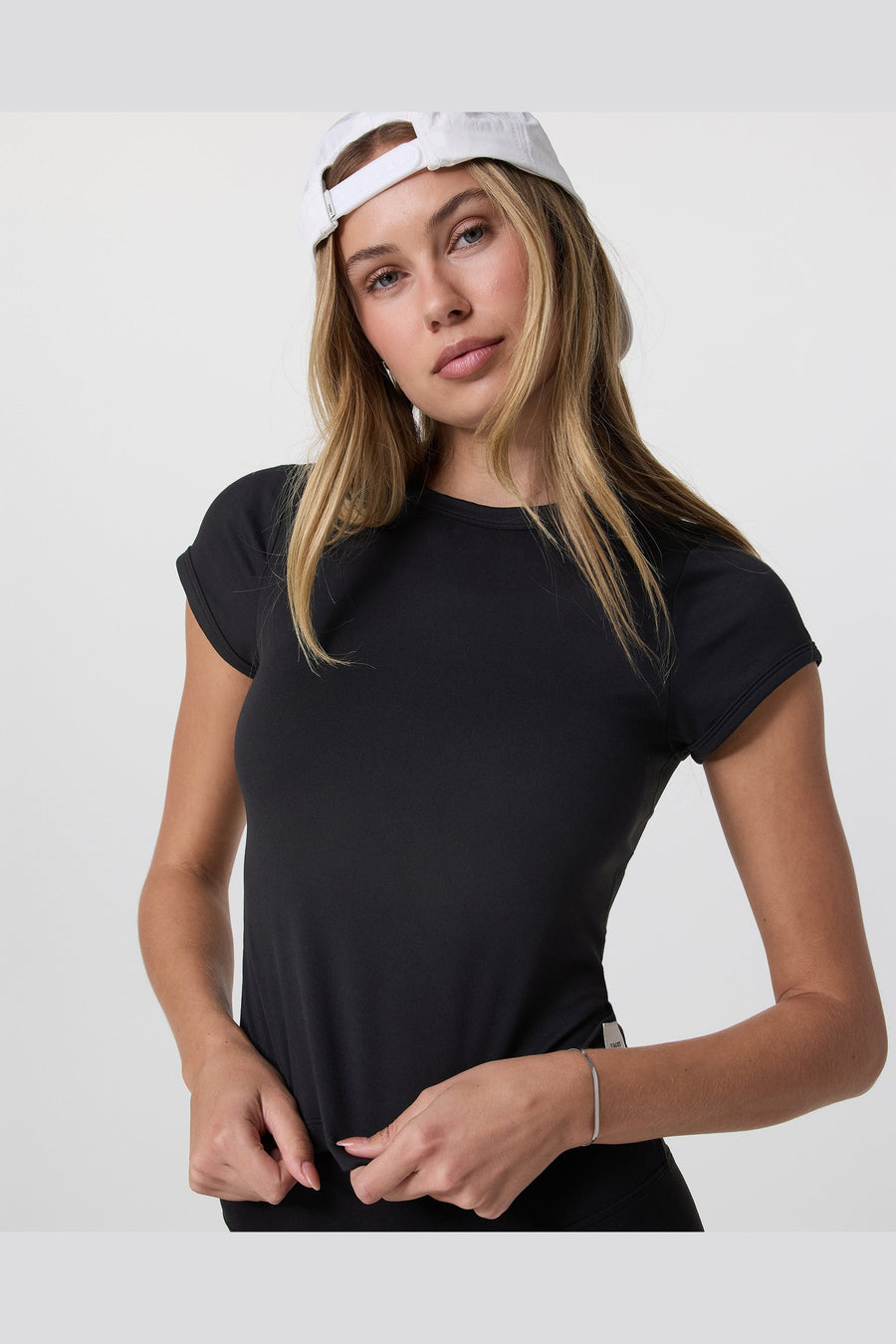 Vuori Halo Baby Tee in Solid Black – detail