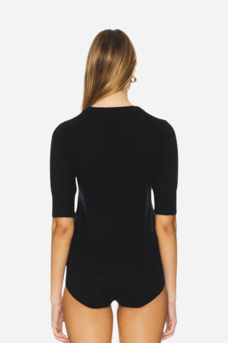 W. Cashmere Celina Short Sleeve Crewneck in Black – alternate