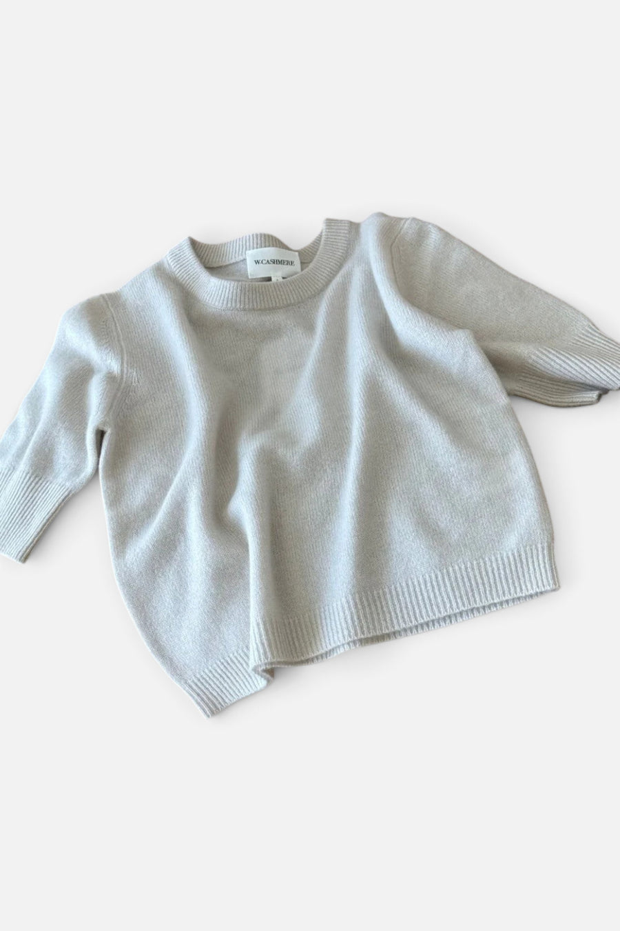 W. Cashmere Celina Short Sleeve Crewneck in Fog – back view