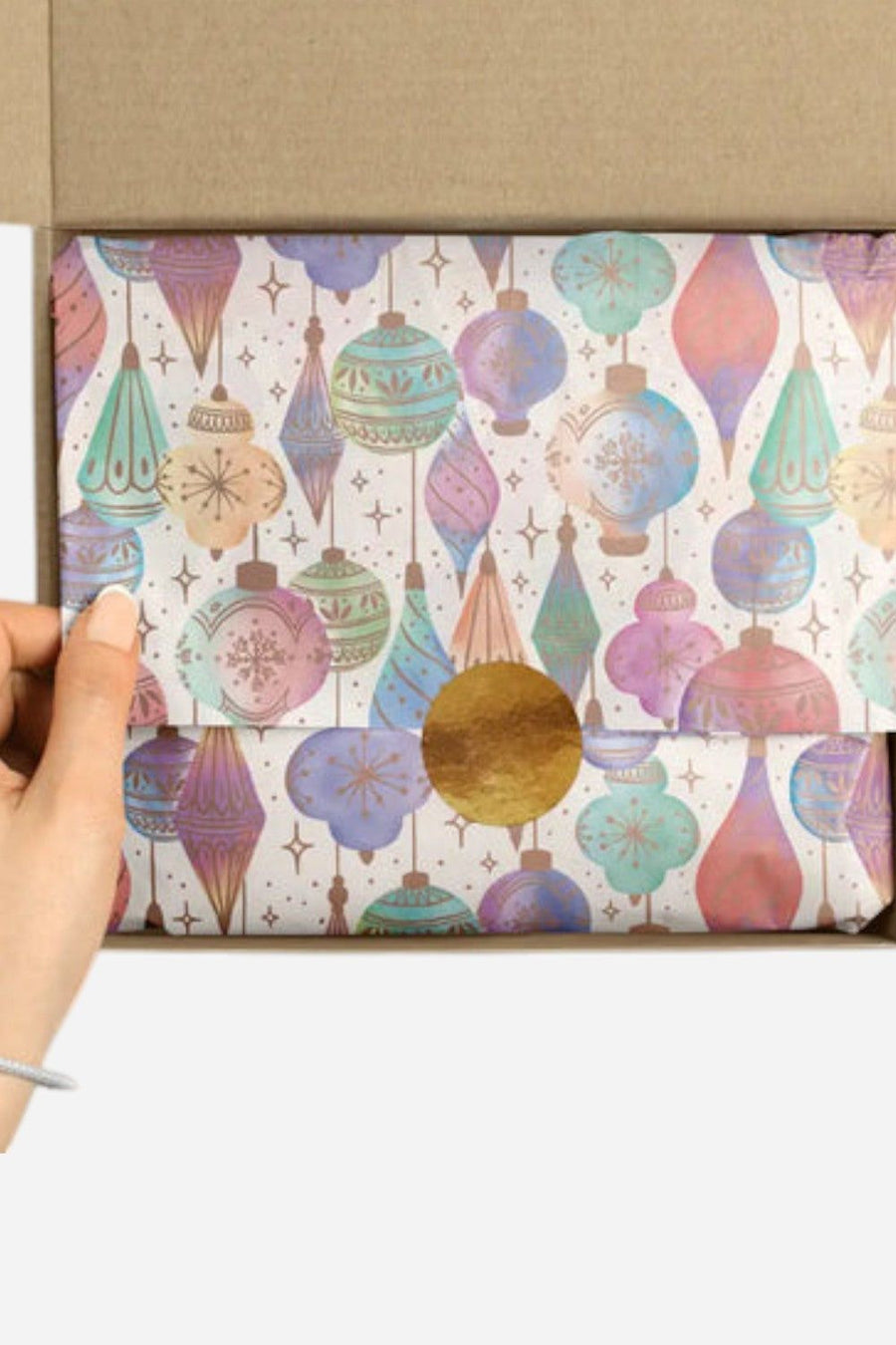 Watercolor Ornaments Printed Tissue Paper – front view