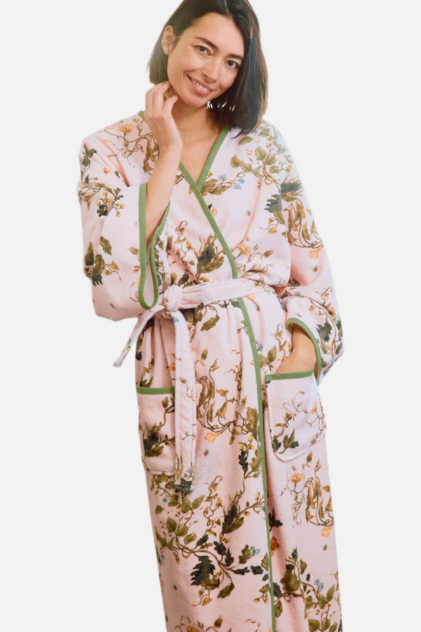 Weezie Bell Sleeve Plush Robe in Vivian Cherry