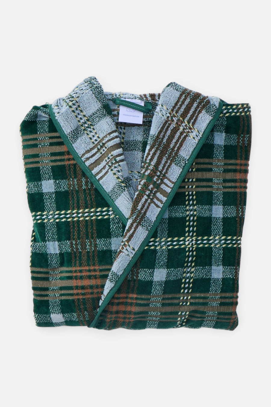 Weezie Men's Plush Robe in Green Dad Plaid – flat lay