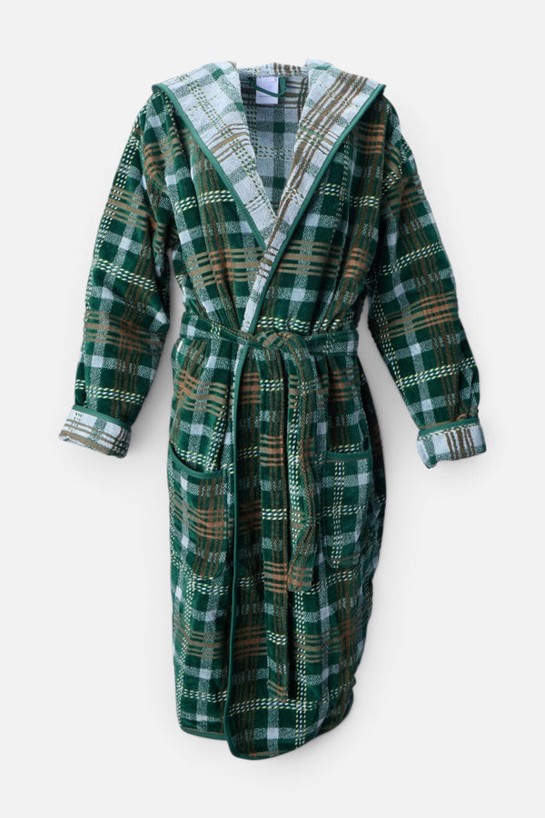 Weezie Men's Plush Robe in Green Dad Plaid