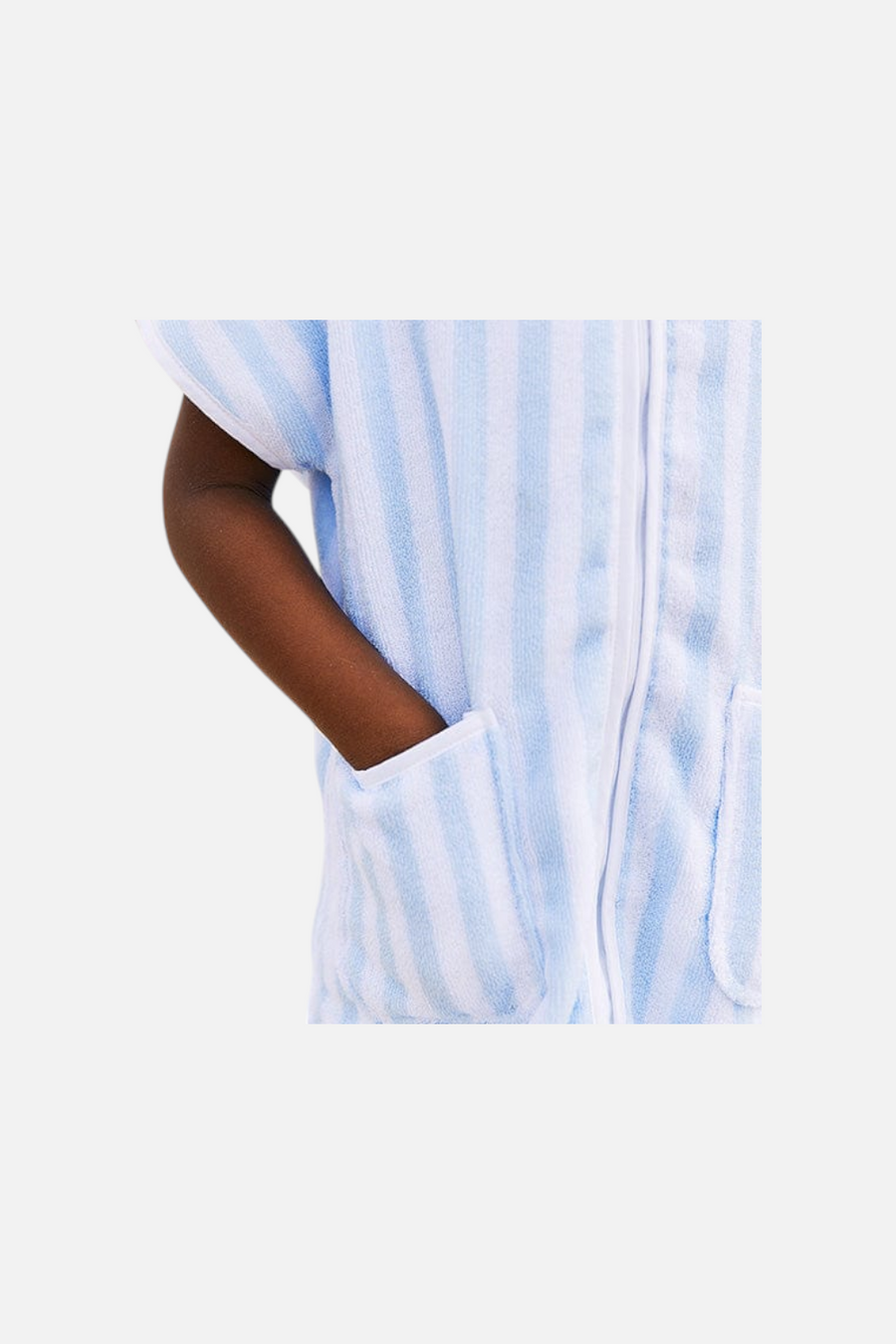Weezie Stripe Towel Cover Up in Light Blue – side view