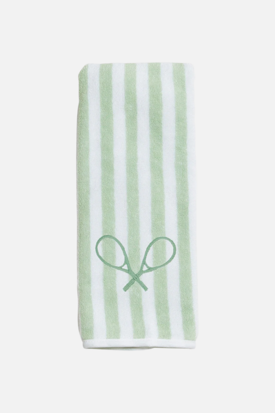 Weezie Tennis Towel in Striped Green – front view