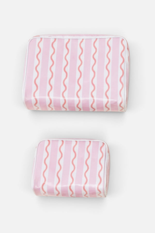 Weezie Toiletry Bag in Coral Squiggle