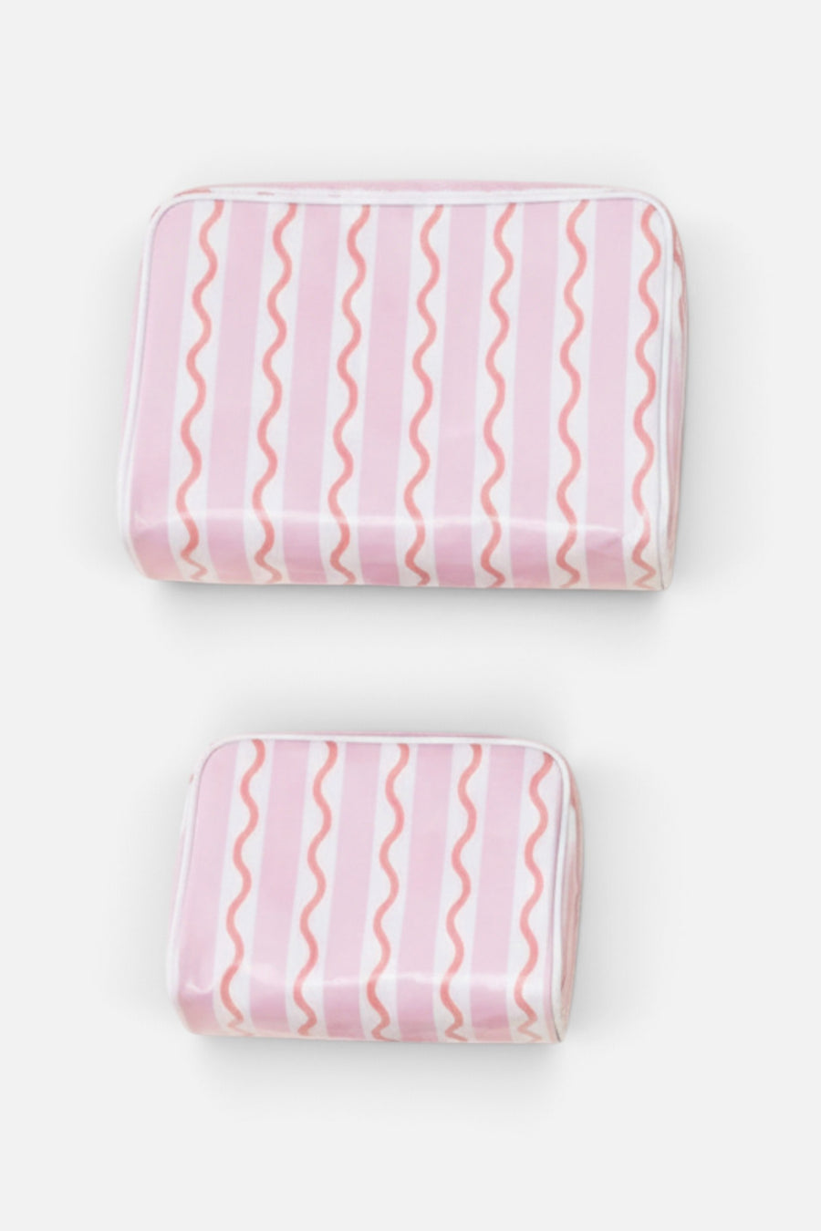 Weezie Toiletry Bag in Coral Squiggle – top view
