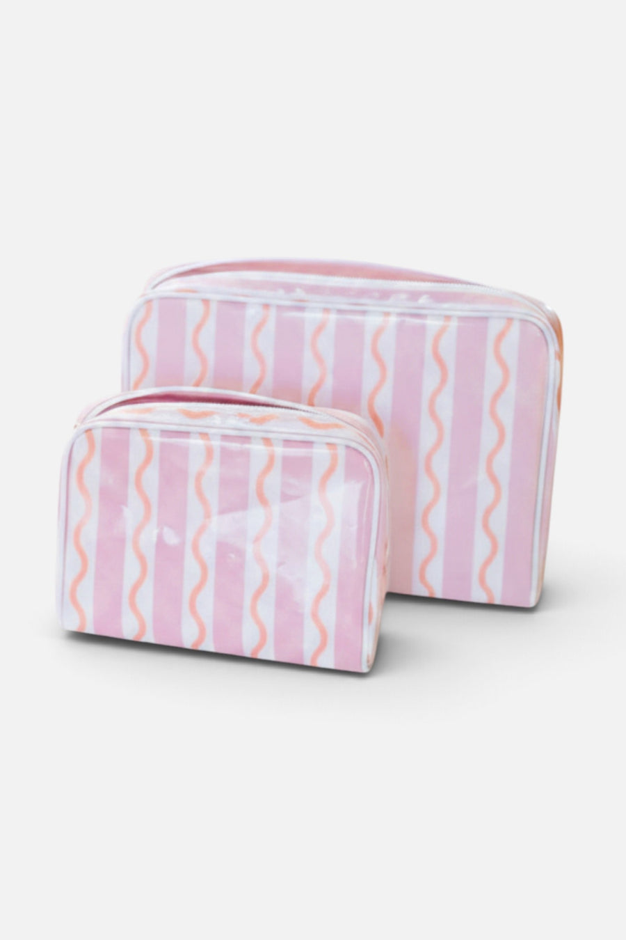 Weezie Toiletry Bag in Coral Squiggle – group shot