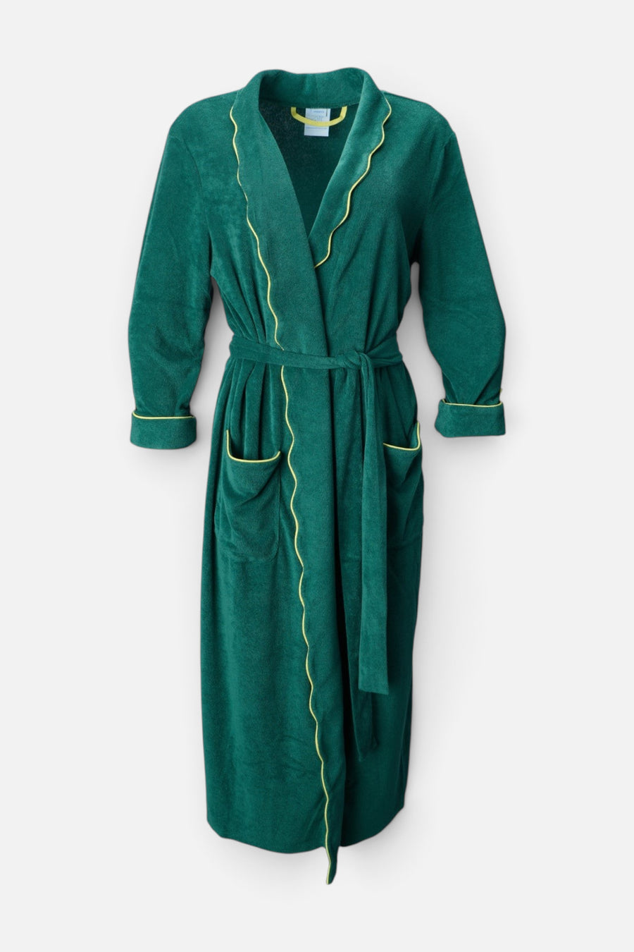 Weezie Women's Long Scallop Lightweight Robe in Emerald – front view