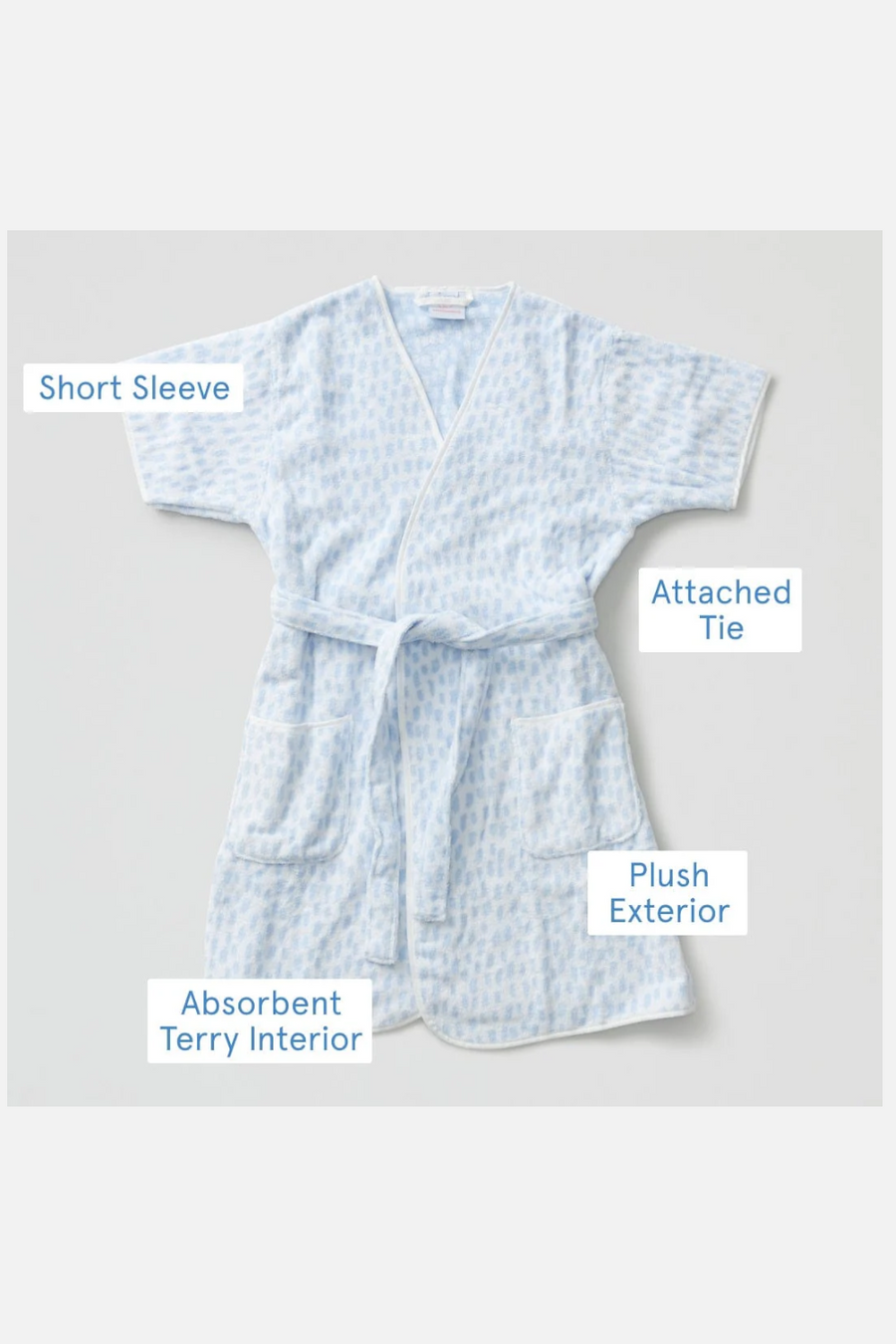 Weezie Women's Short Sleeve Plush Robe in Blue Millie – back view