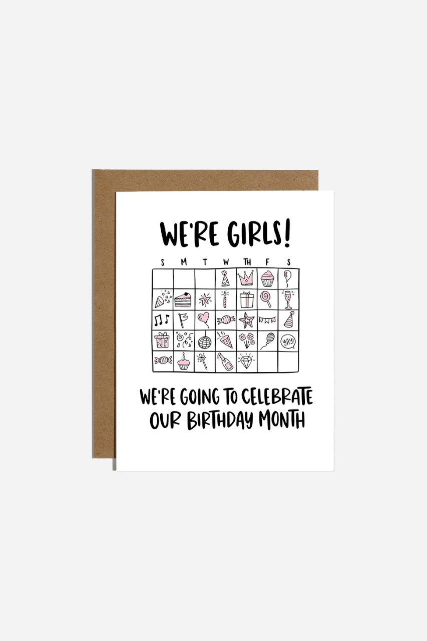 We're Girls! Bday Month Card – front view