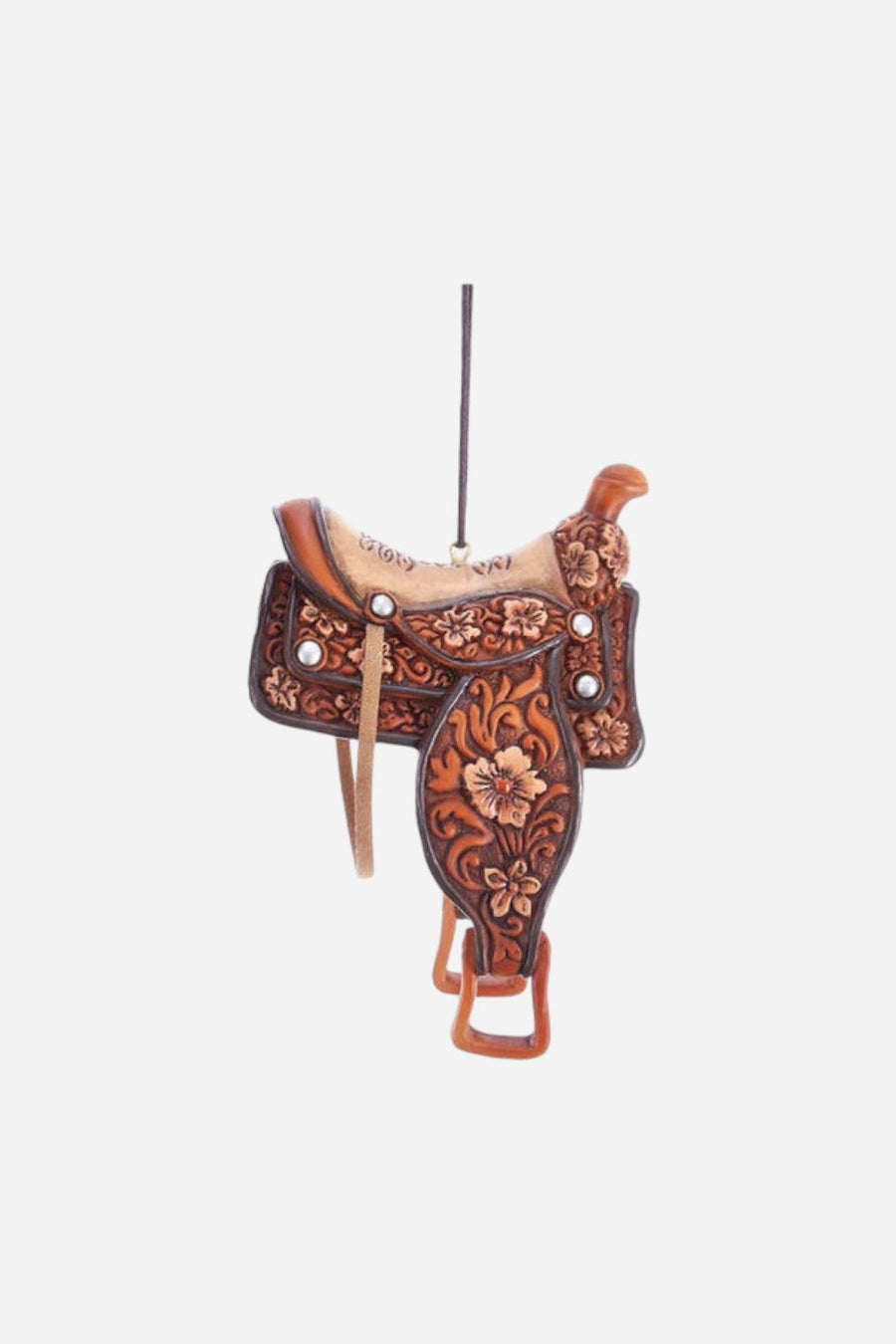 Western Saddle Flower Pattern Ornament – front view