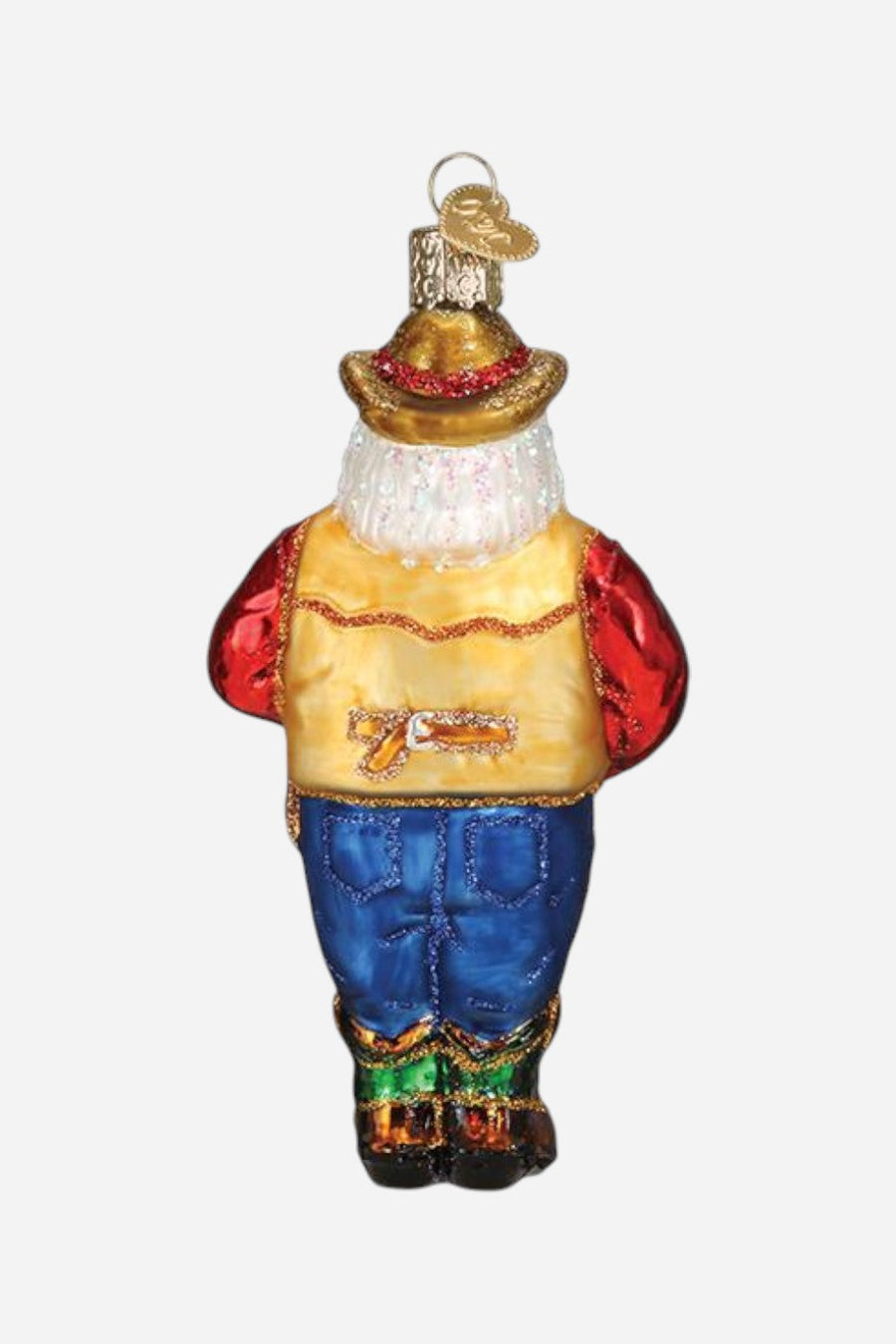 Western Santa Glass Ornament – side view