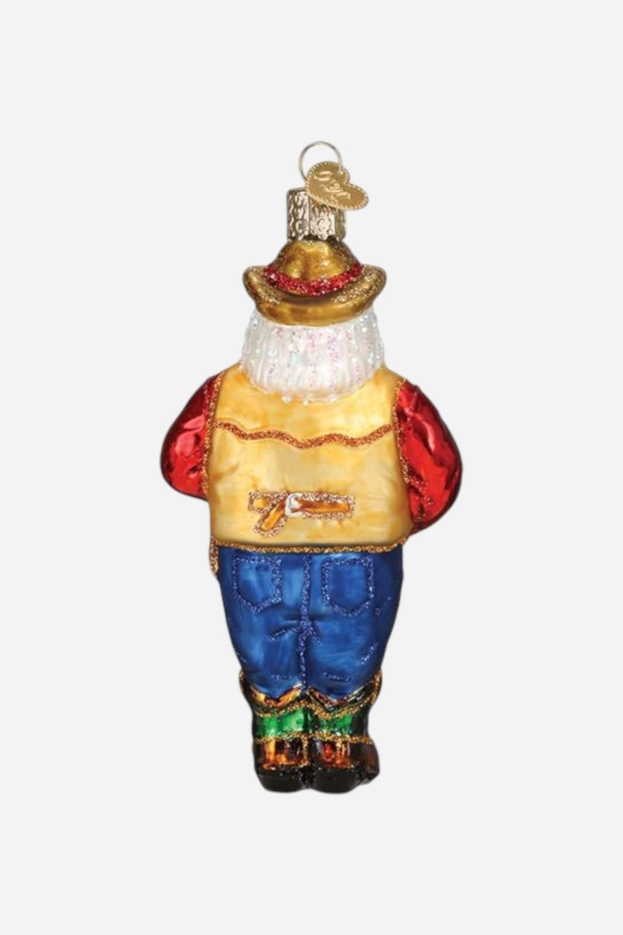 Western Santa Glass Ornament – back view