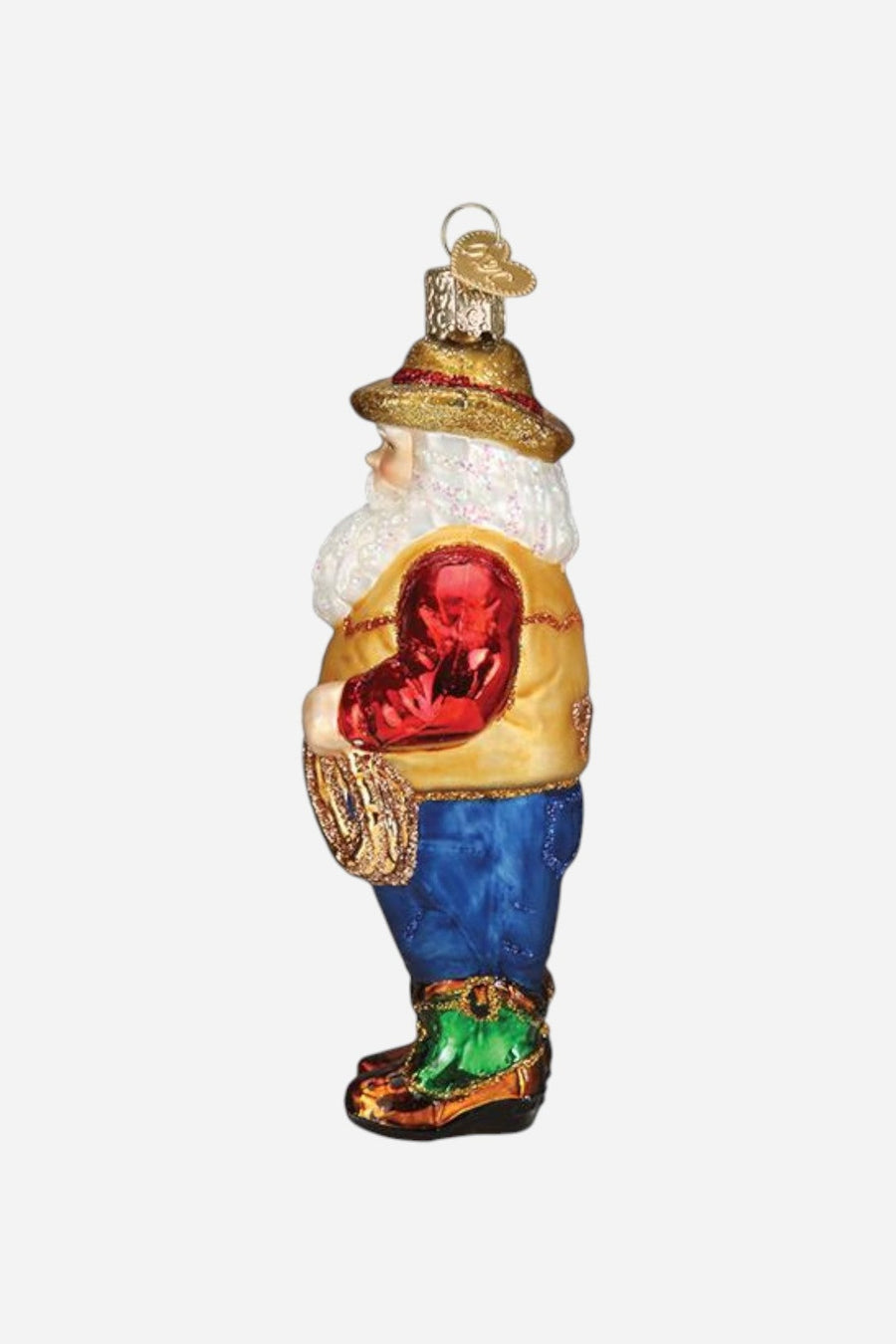 Western Santa Glass Ornament – back view