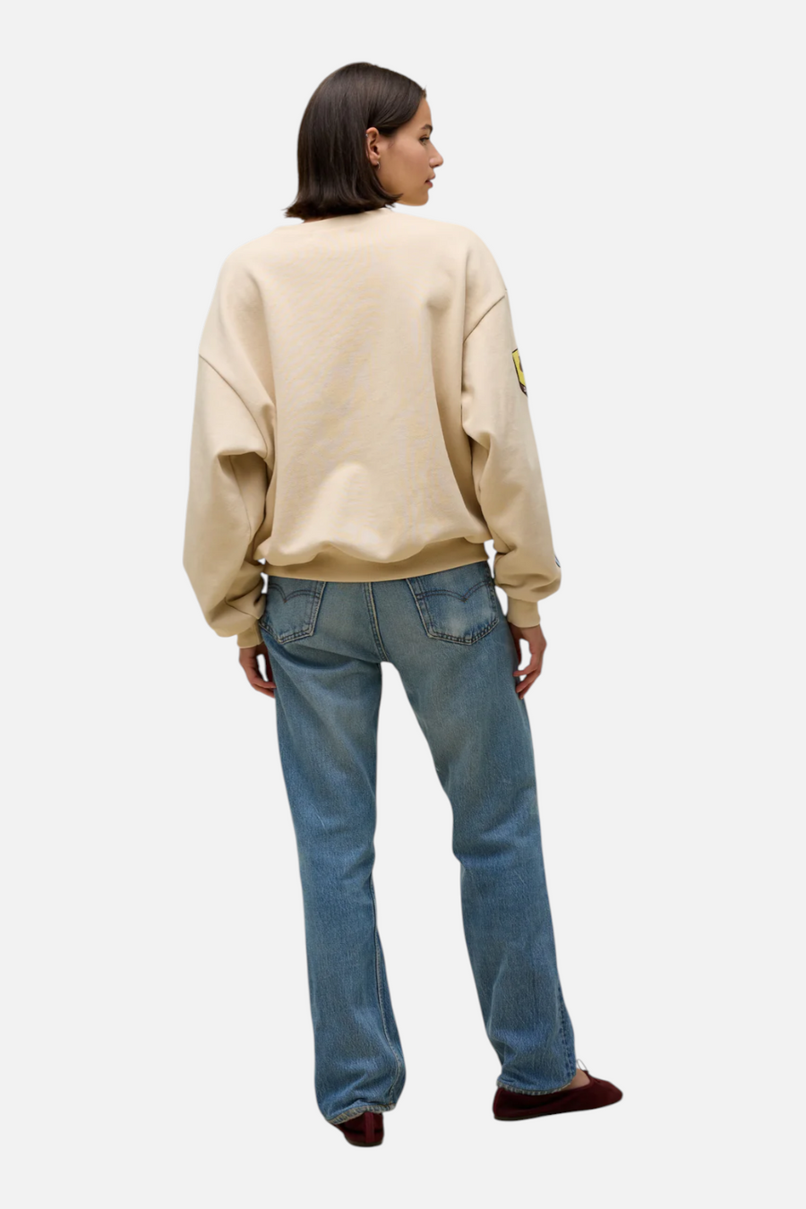 Daydreamer LA Women's Western Patches Oversized Crew in Sand