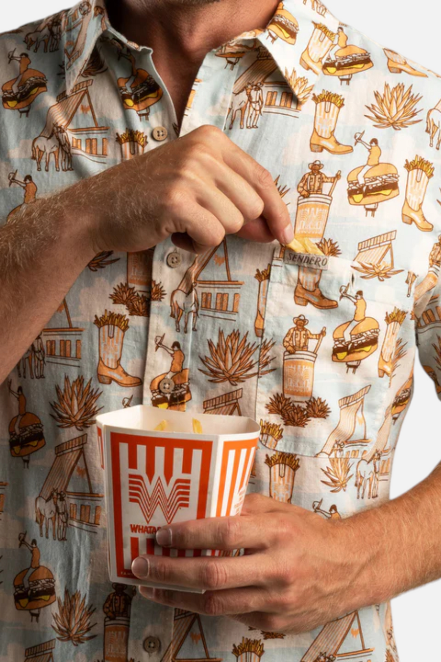 Whataburger x Sendero City Slicker Cowboy Drive Thru Short Sleeve Shirt – back view