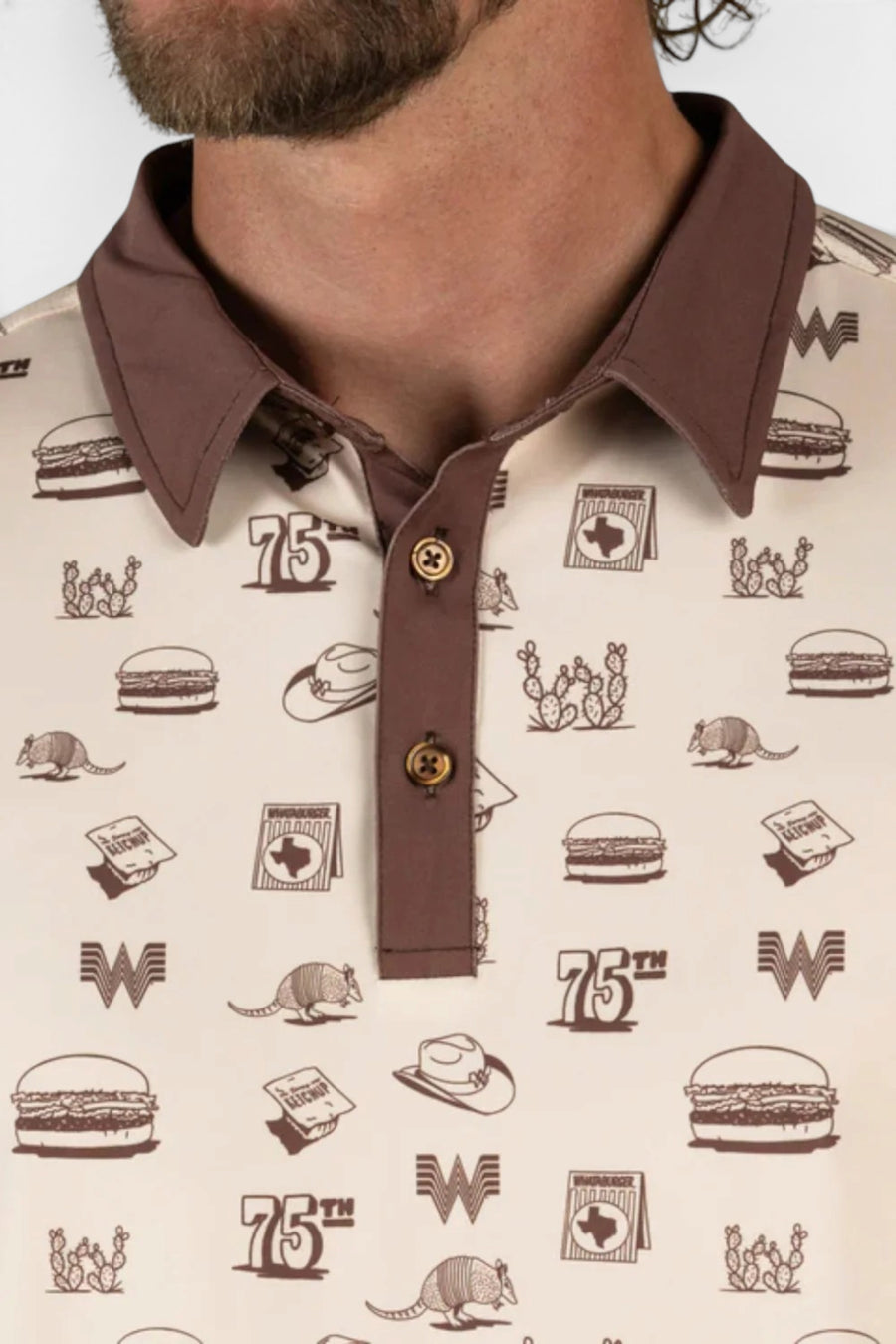 Whataburger x Sendero High Noon Performance Polo in Hamburguesa – side view