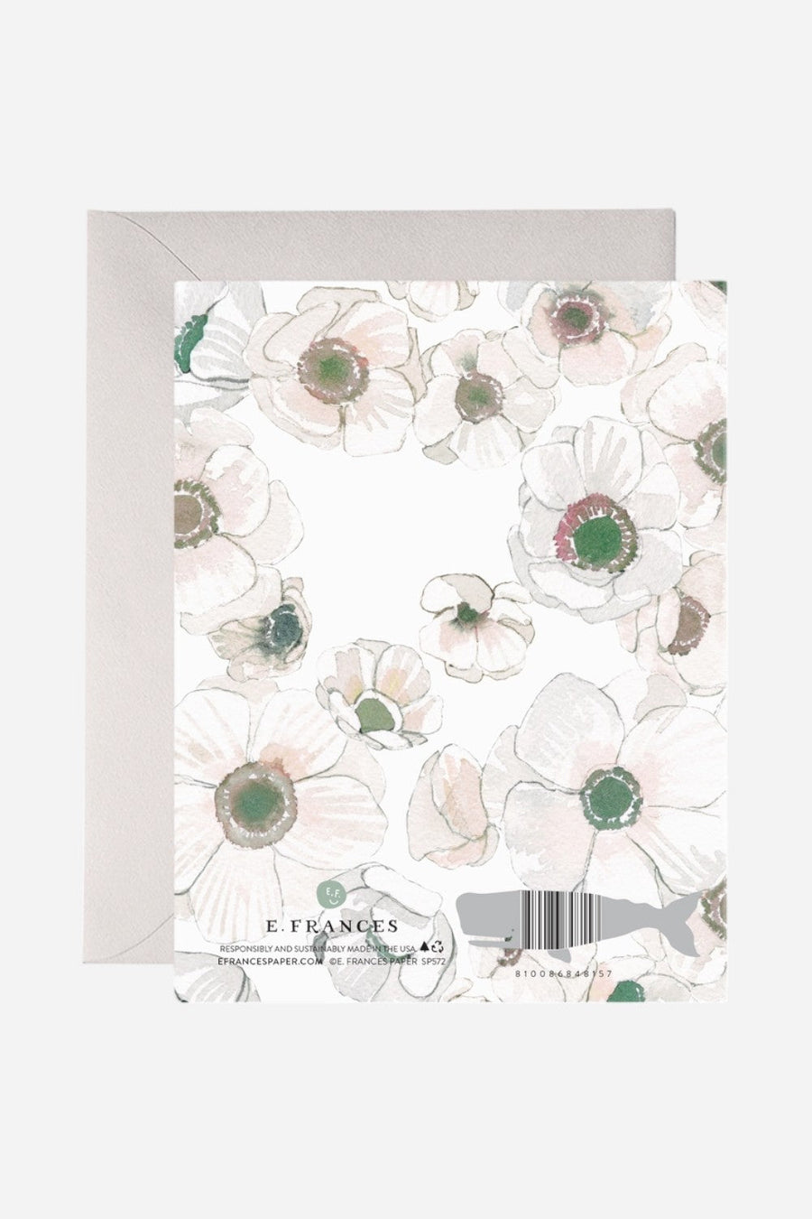 White Flower Wedding Greeting Card – back view