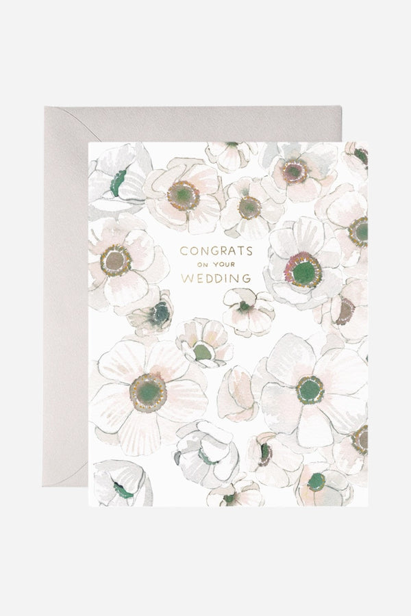 White Flower Wedding Greeting Card
