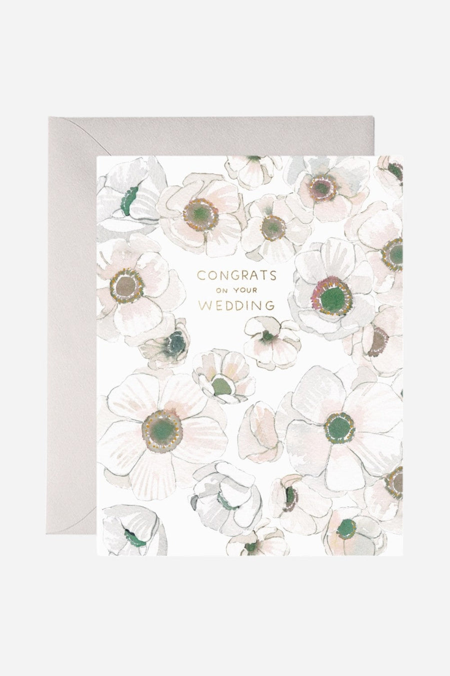 White Flower Wedding Greeting Card – front view