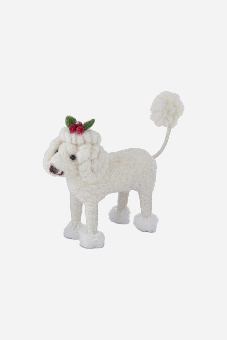 White Wool Dog - Holly Berries – front view
