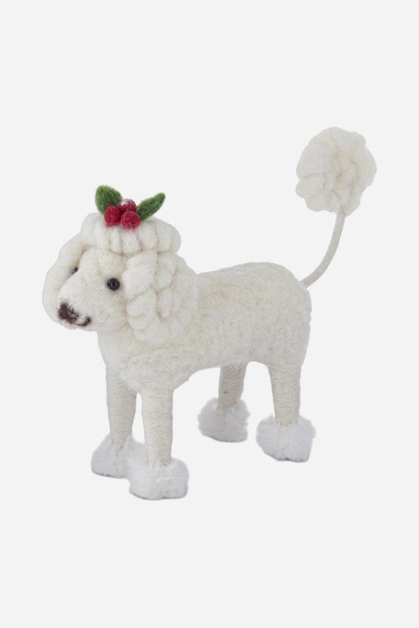 White Wool Dog - Holly Berries