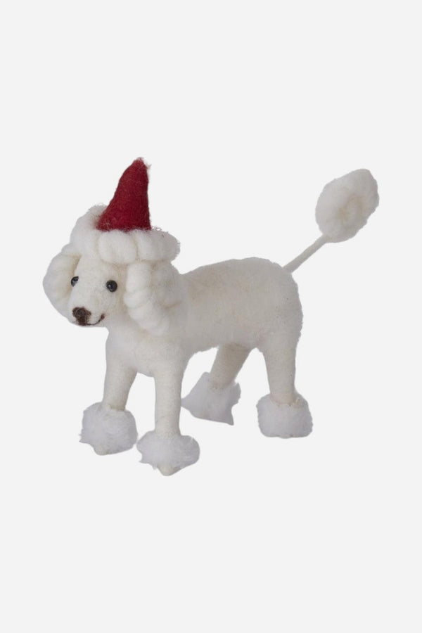 White Wool Dog - Santa Hat