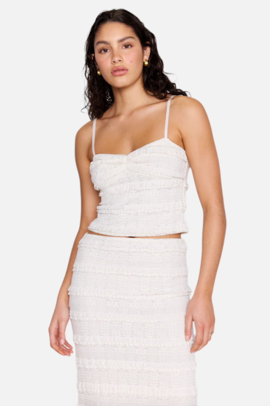 MINKPINK Sophia Stretch Lace Cami in Off White