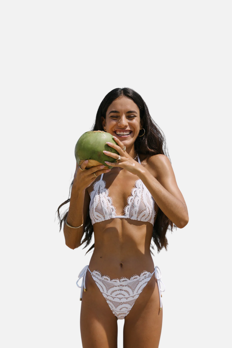 PQ Swim Lace Triangle Bikini Top in Water Lily