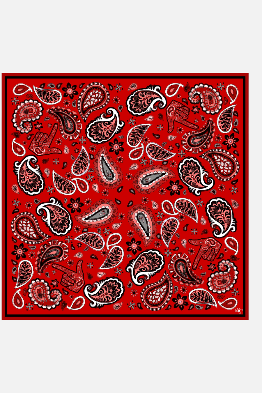 Wild Silks Black Scarlett Lubbock Game Day Pocket Square – back view