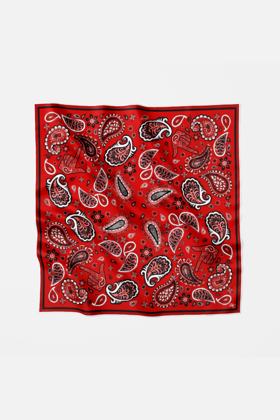 Wild Silks Black Scarlett Lubbock Game Day Scarf – front view