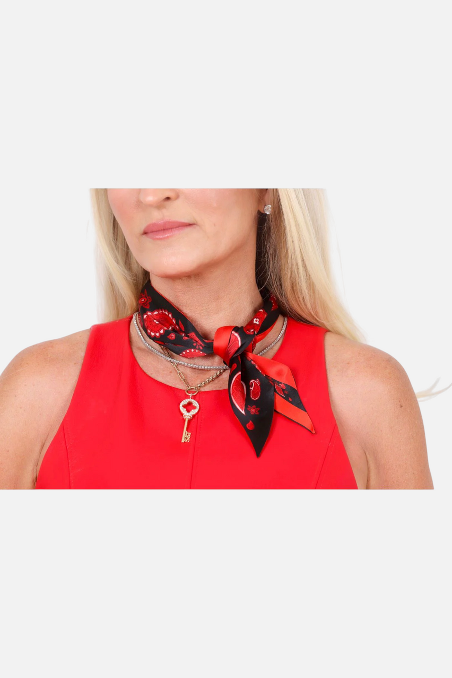 Wild Silks Black Scarlett Lubbock Game Day Twill Scarf – back view