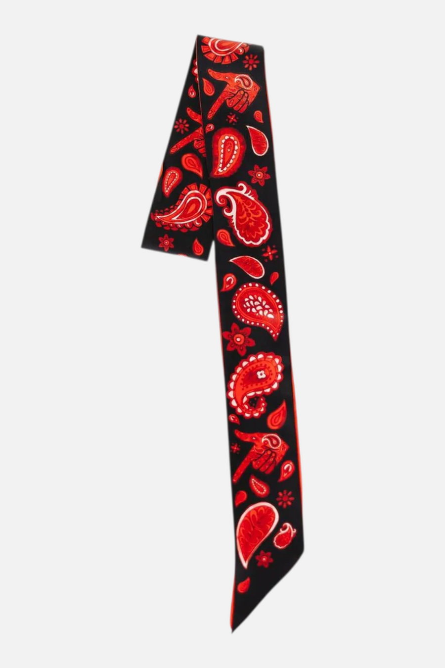 Wild Silks Black Scarlett Lubbock Game Day Twill Scarf – flat lay