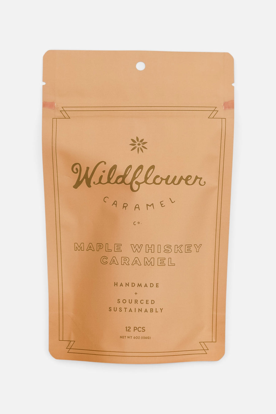 Wildflower Caramel Co Maple Whiskey Caramel 12-Piece Bag – front view
