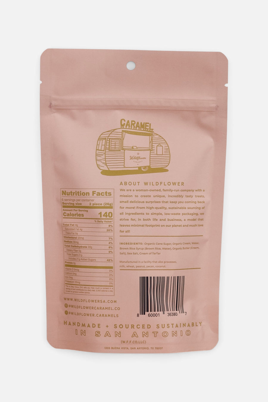 Wildflower Caramel Co Salted Caramel 12-Piece Bag – side view