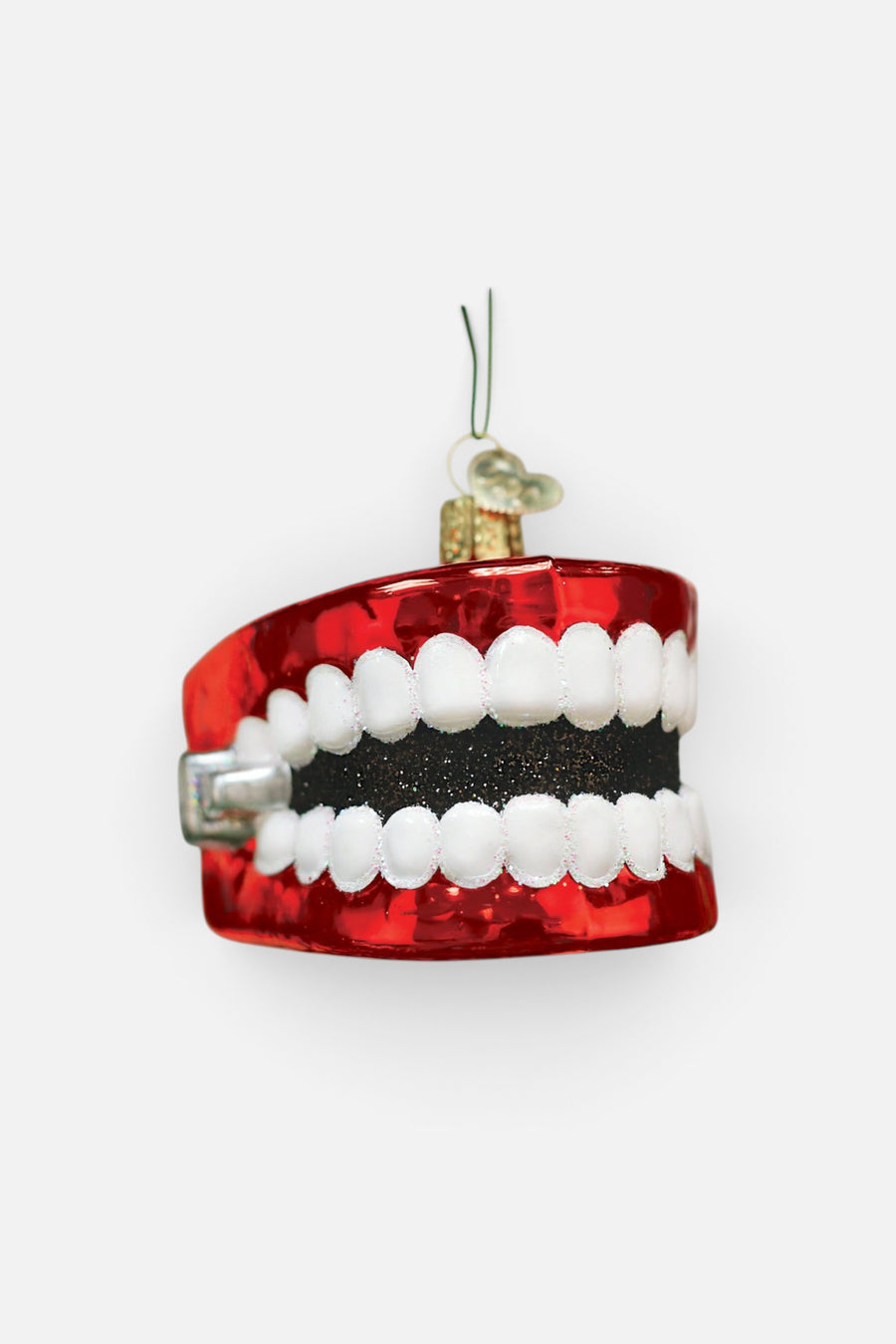 Wind Up Teeth Glass Ornament – side view