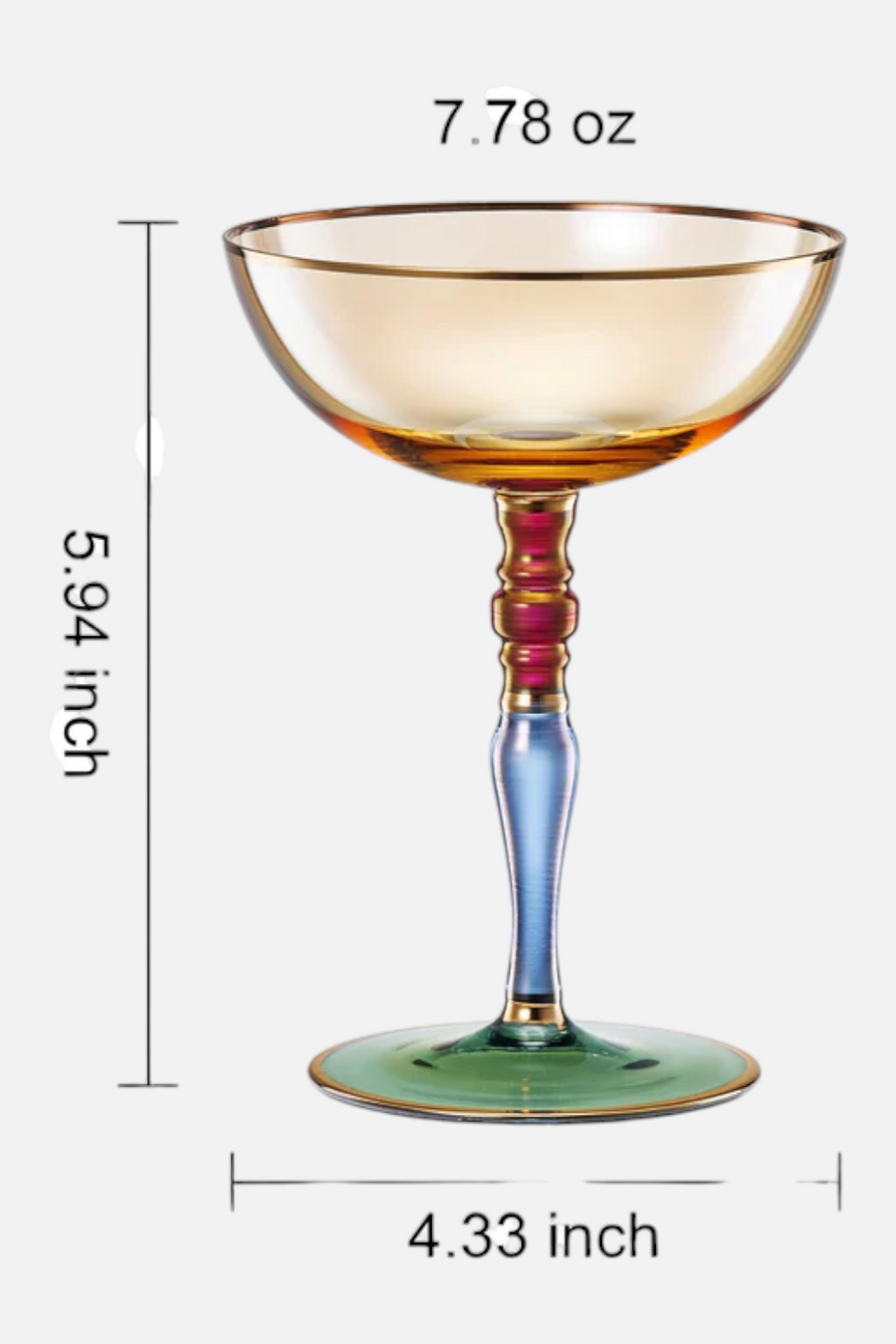 Wine Savant Italian Design Renaissance Amber Coupe - Set of 2 – back view
