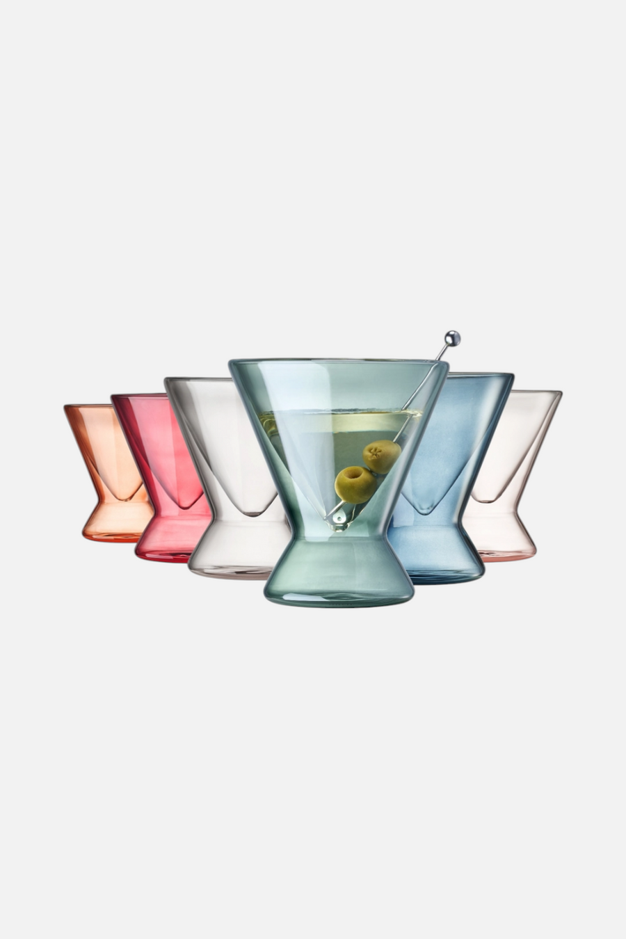 Wine Savant Stemless Double Wall Martini Glasses - 7oz - Set of 6 – back view