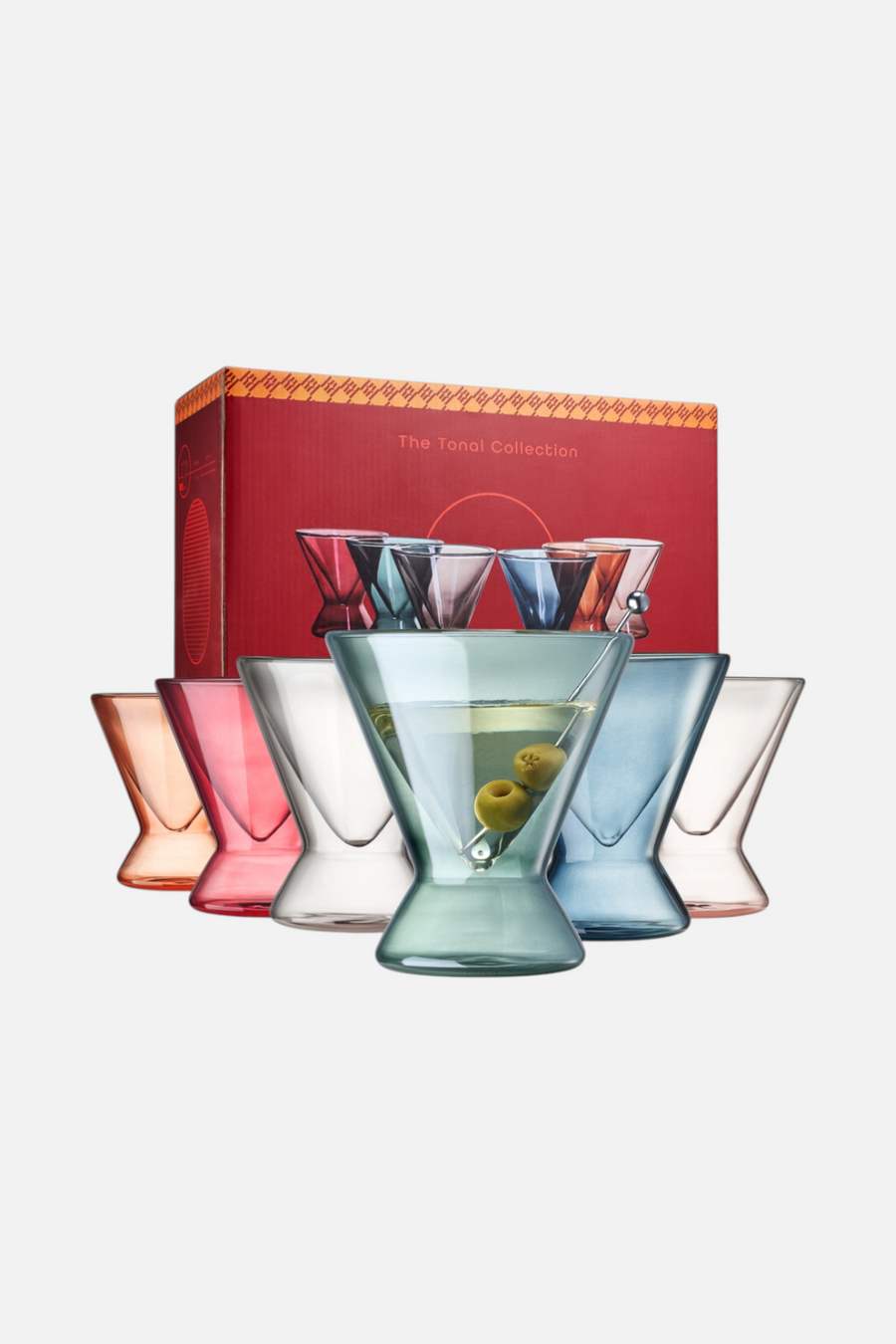 Wine Savant Stemless Double Wall Martini Glasses - 7oz - Set of 6 – front view