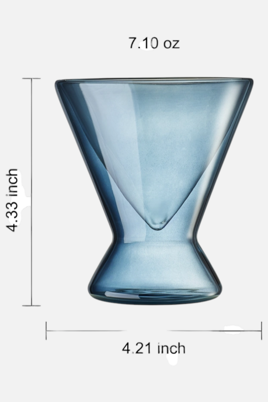 Wine Savant Stemless Double Wall Martini Glasses - 7oz - Set of 6 – side view